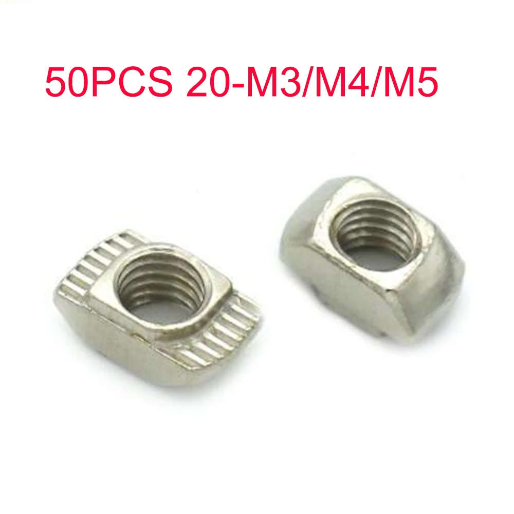 50PCS 20 Series European M4 Drop In T-slot Nut Aluminum Profile Carbon Steel 
