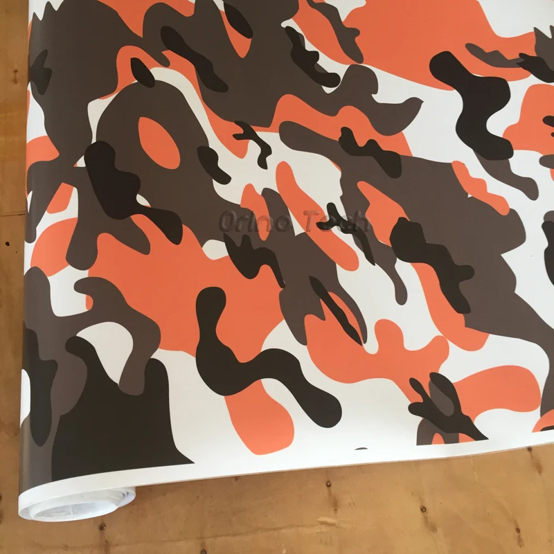 Orange Black Camouflage Vinyl Wrap Adhesive Orange Car Motorcycle