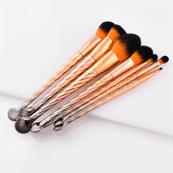 

7pcs Makeup Brushes Set Foundation Loose Power Eye Eye Shadow Cosmetic Brush Kit With Shell-shaped Ends Soft Nylon Hair