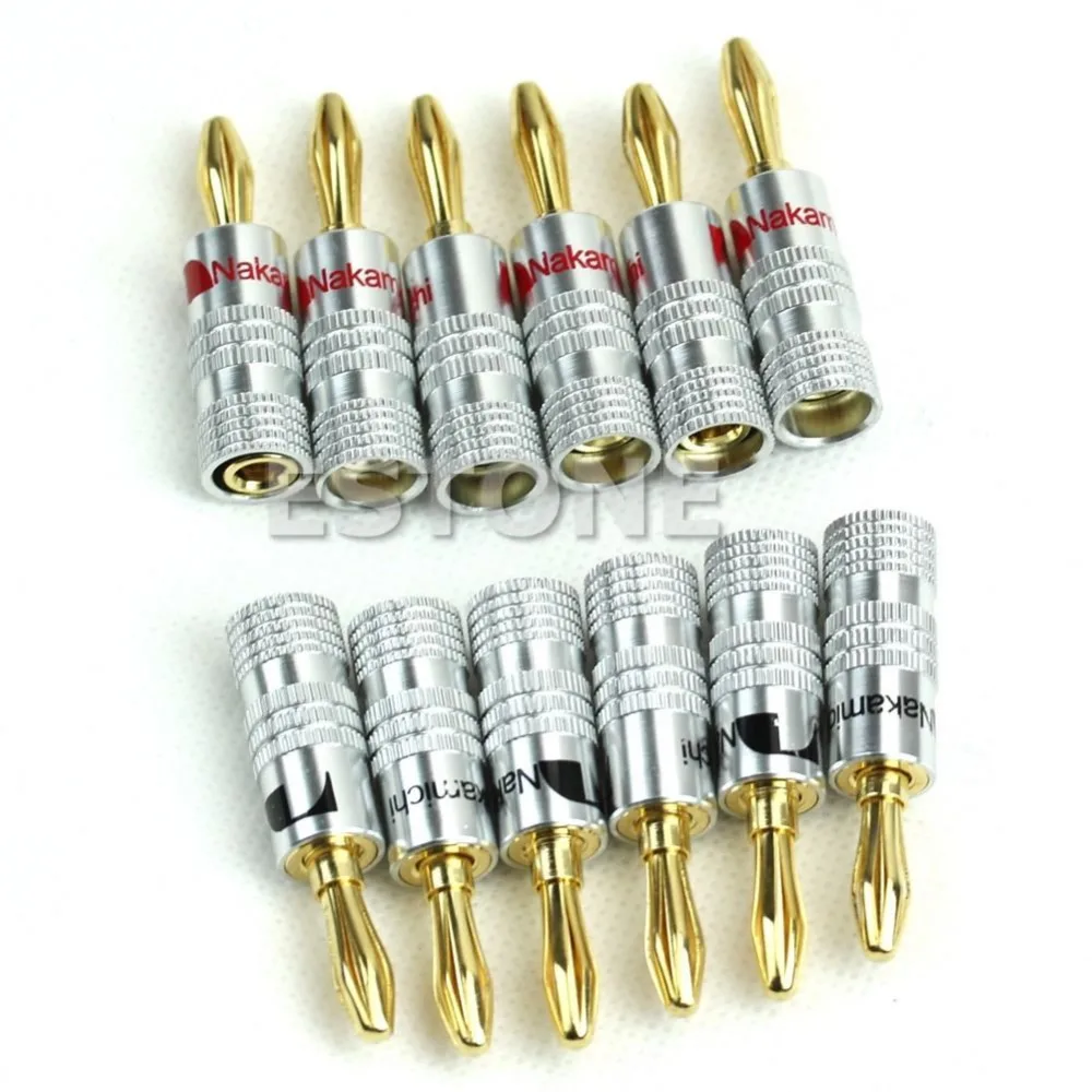 

New 12x Golden Nakamichi Speaker Banana Plug Connector Adapter