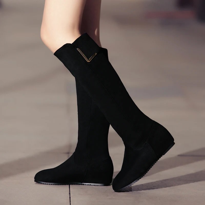 

Winter in with the boots scrub elevator long boots repair round toe boots high-leg
