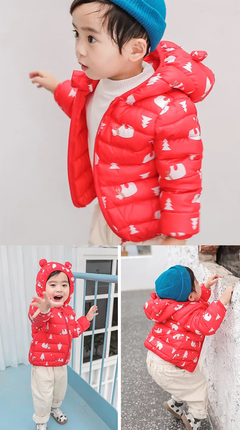 Parka para Meninas com Capuz Jaqueta de Inverno Sundae Anjo Impressão Animal Crianças Outerwear Bonito Quente Meninos Eiderdown Algodão Cabolsa 9 impressão animal crianças outerwear jaqueta de inverno