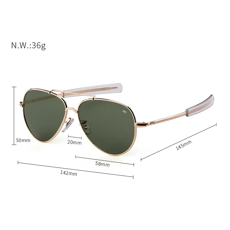 Army MILITARY MacArthur Aviator Style AO General Sunglasses Pilot ...