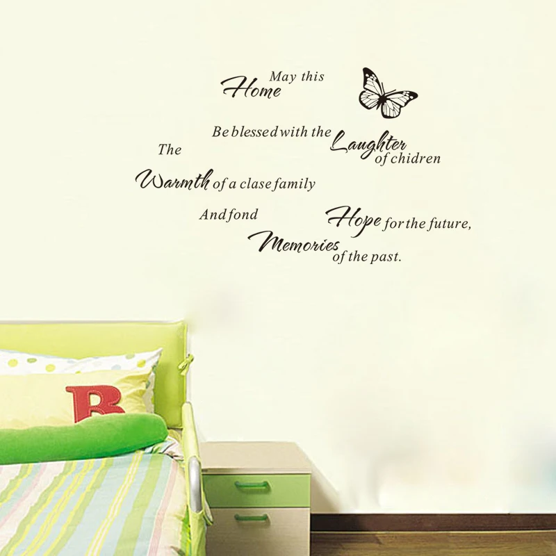 Hot Butterfly ''Home Laughter Hope Memories'' Wall Sticker Decal Removable Art PVC Decor Home ZYVA-8269 33*17 '' | Дом и
