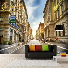 Foto papel de parede fantasia Bela cidade Europeia rua fresco papel de parede parede para sala de estar restaurante mural estereoscópico