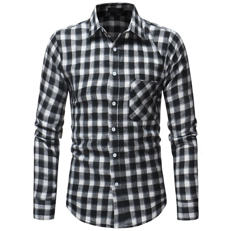 Клетчатая рубашка брендовая мужская клетчатая рубашка Осенние мужские рубашки в стиле кэжуал с длинными рукавами Высококачественная Хлопковая мужская одежда рубашка