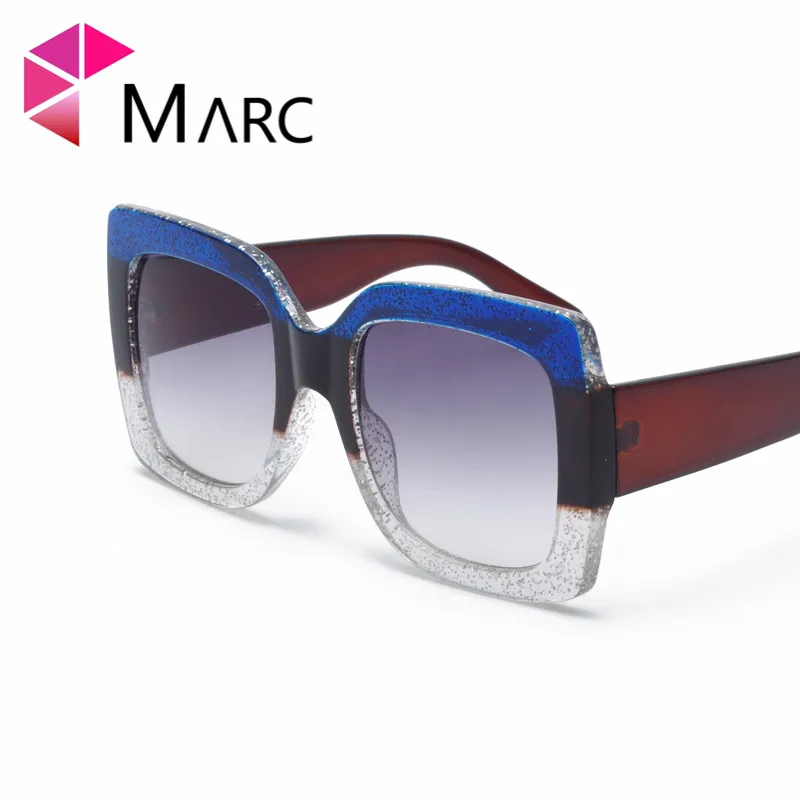 

MARC UV400 WOMEN MEN Sunglasses Plastic Oculos Fashion Shield Resin Eyeglass Gradient Blue Goggle Square Polycarbonate