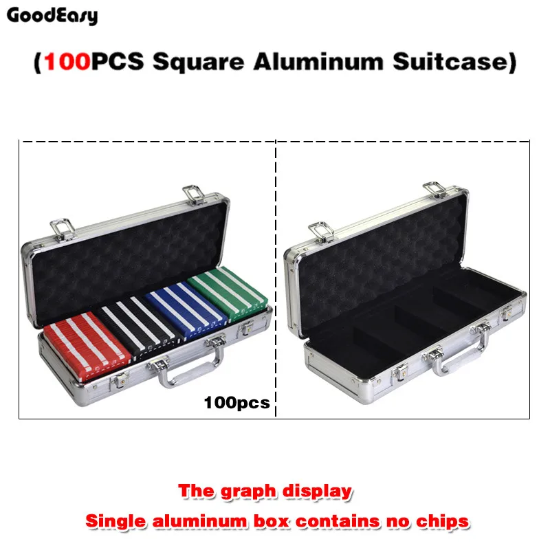 

100PCS Capacity SQUARE Chips Suitcase Chip Container Chip Case/Box Poker Chips Square Aluminum Suitcase