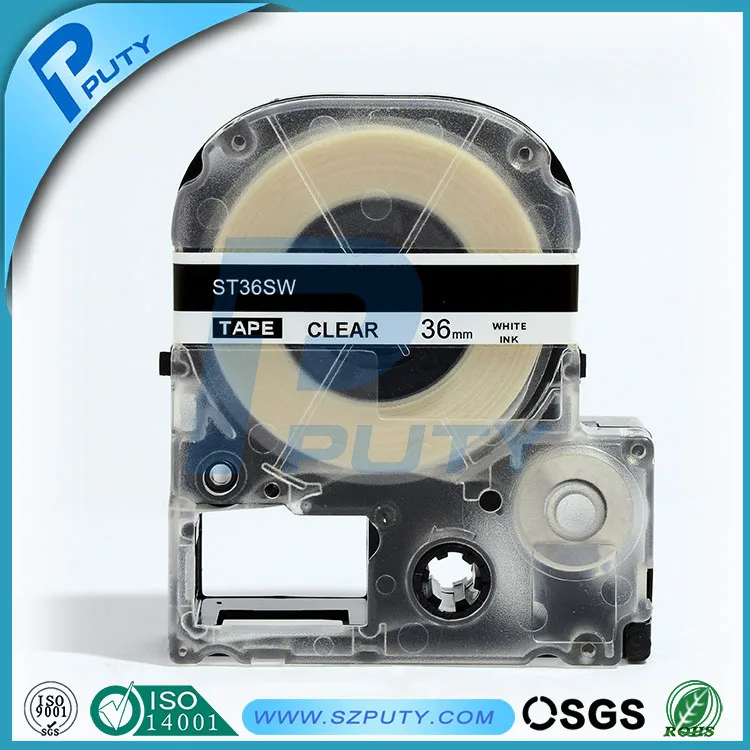 

high-quality compatible ST36SW 36mm White on Clear label tape for label maker