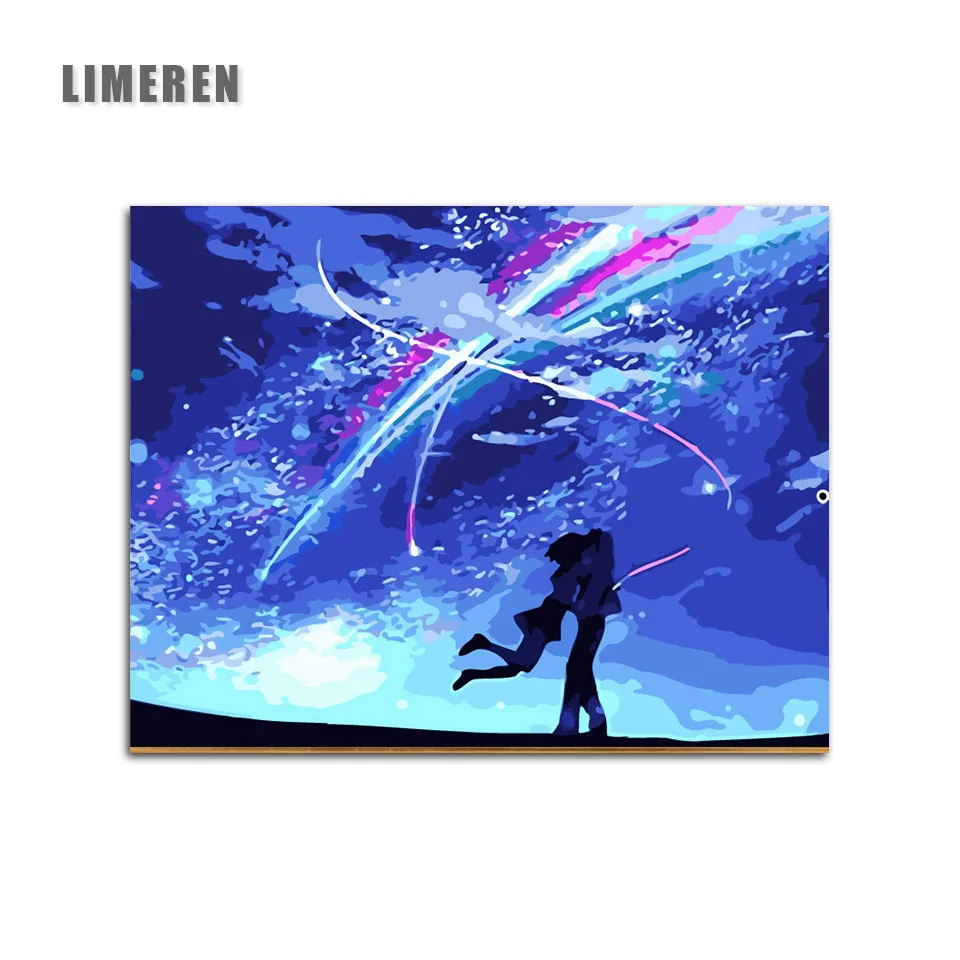 DIY масляная краска ing Japan Anime Kimi No Na Wa раскраска по номеру модульная цифровая