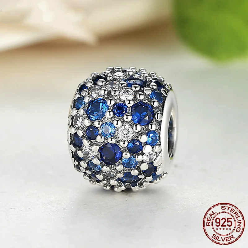 

100% Real 925 Sterling Silver Ocean Mosaic Charm Beads Fit Original Pandora Bracelet & Necklace Authentic Women Jewelry