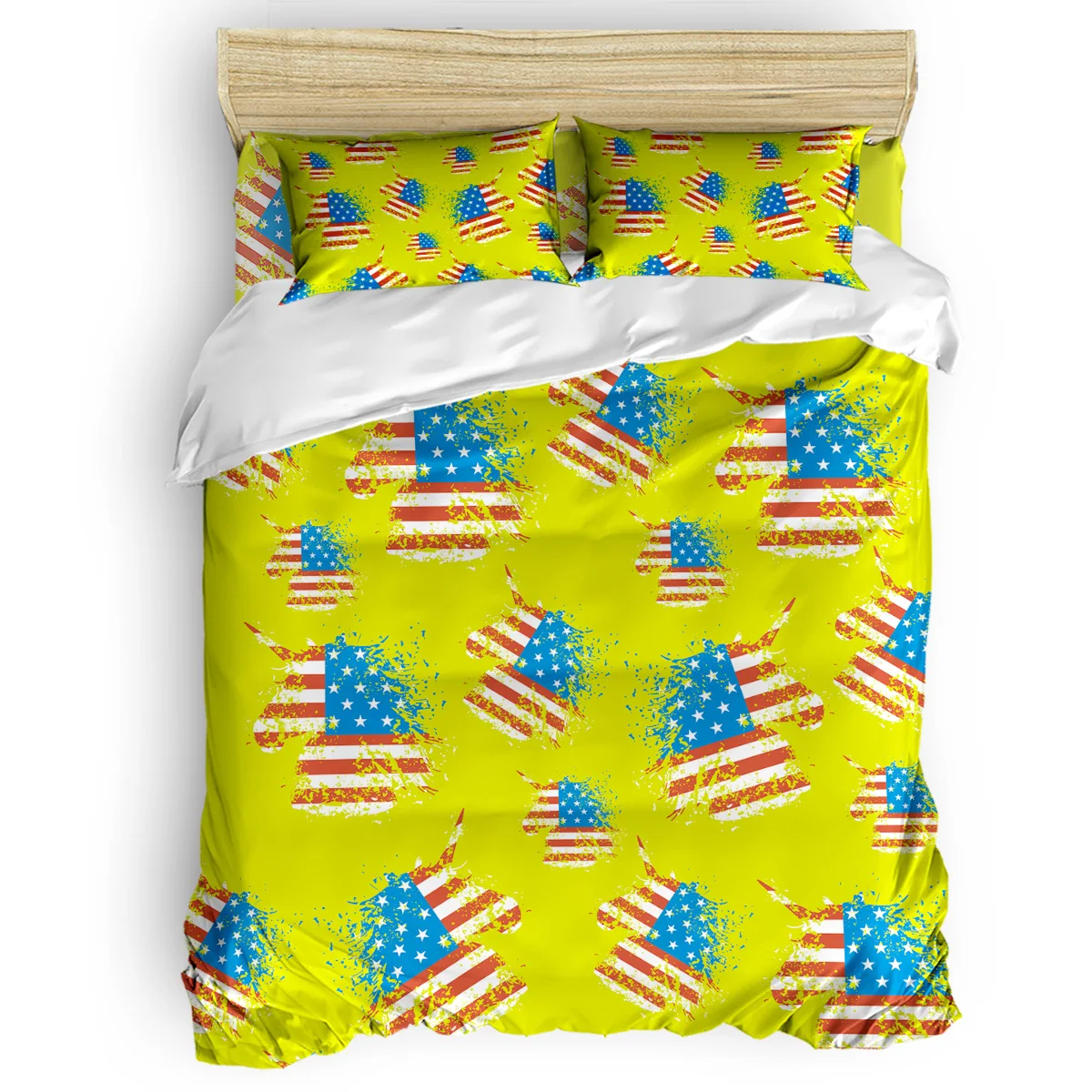 يونيكورن الأمريكية العلم 4 قطعة طقم سرير الحديثة حاف مجموعة غطاء ديكور غرفة نوم