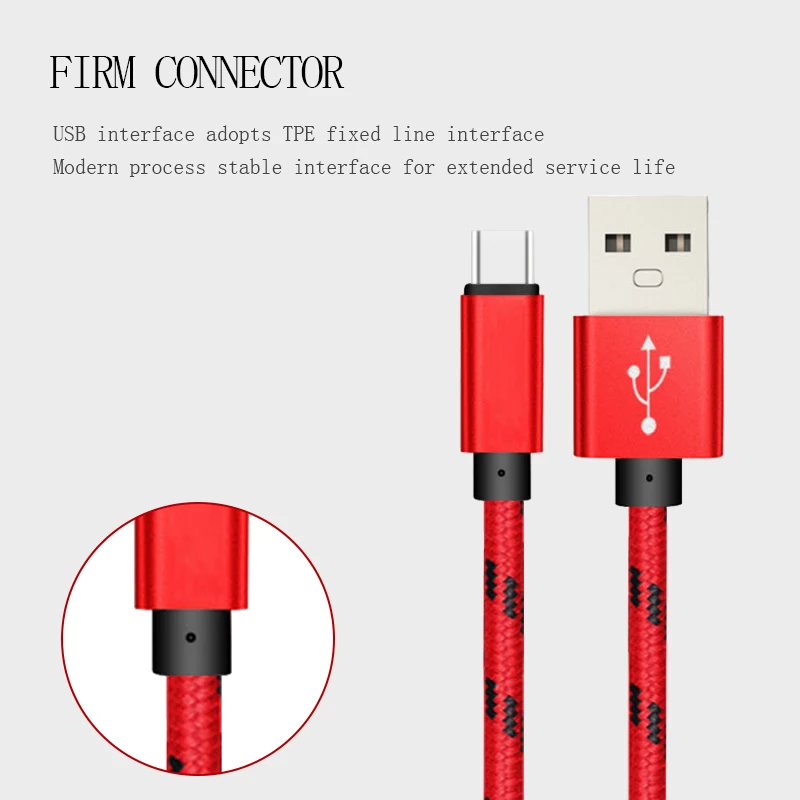 5V2A type-c кабель для мобильного телефона, быстрая зарядка, USB кабель, нейлоновый кабель для передачи данных, для планшета, смартфона, кабели для зарядки, провод 1 м