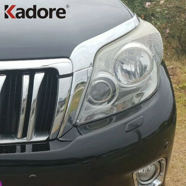 Для Toyota Prado FJ150 2010 2011 2012 ABS Хромированная передняя фара отделка для глаз бровей