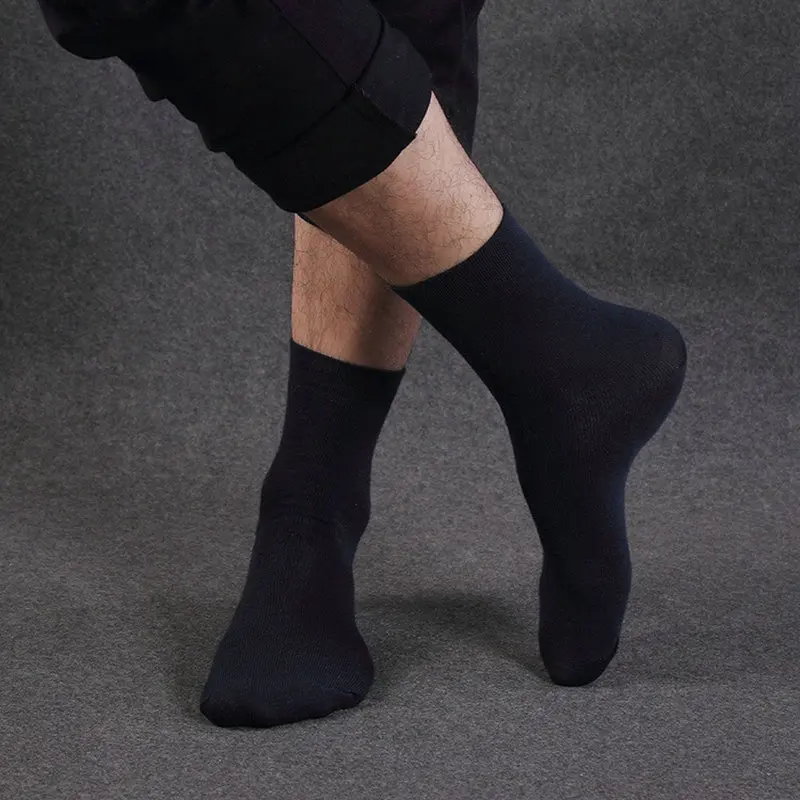 Buy 5 pairs/lot High Quality Men Solid Cotton Polyester Socks Casual Soft