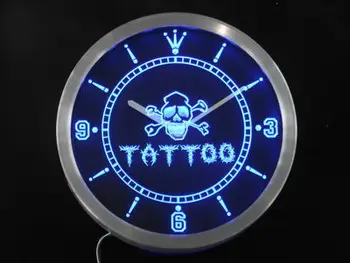 

nc0339 Tatoo Shop Skull Head Bar Beer Neon Sign LED Wall Clock