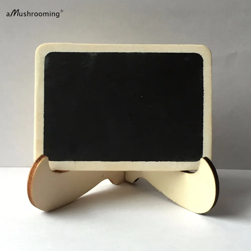 100x Natural Mini Rectangle Chalkboard Stand Easel Set for Christmas Wedding Party Table Number