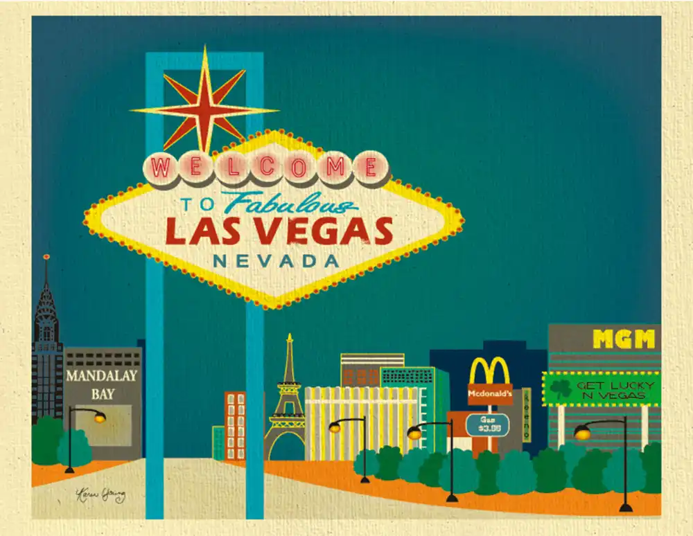 Pop Art Las Vegas Nevada Vintage Travel Poster Classic Retro Kraft