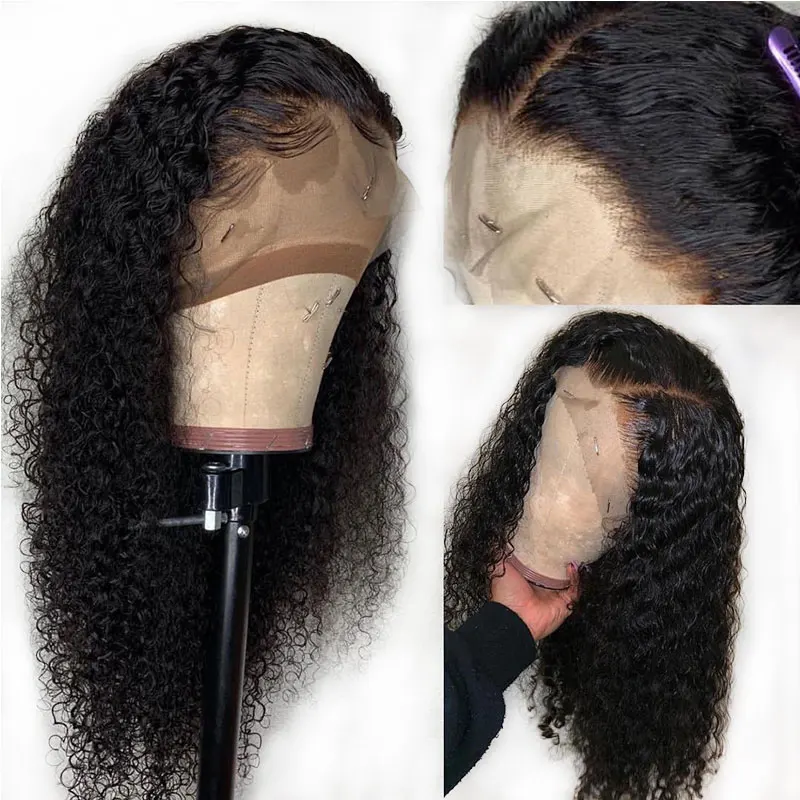

Curly 13*6 Bleached Knots Transparent Hd Lace Frontal Wig Preplucked Hairline Deep Part Peruvian Remy Lace Front Human Hair Wigs