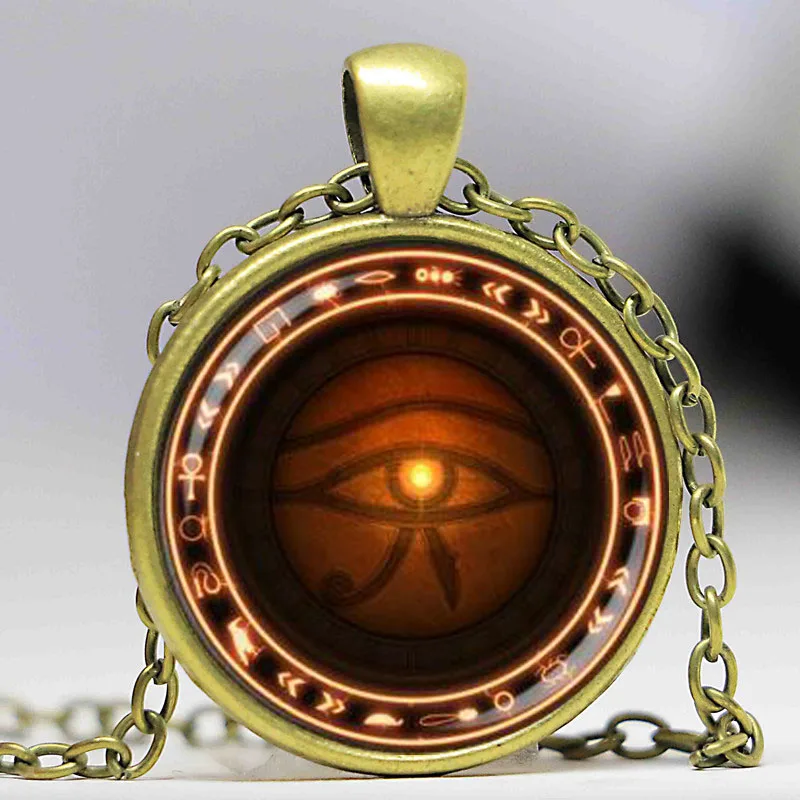 Серебряное ожерелье «глаз Хоруса», волшебное ожерелье с рунами, ювелирные изделия от сглаза HZ1 - Окраска металла: Antiqure bronze