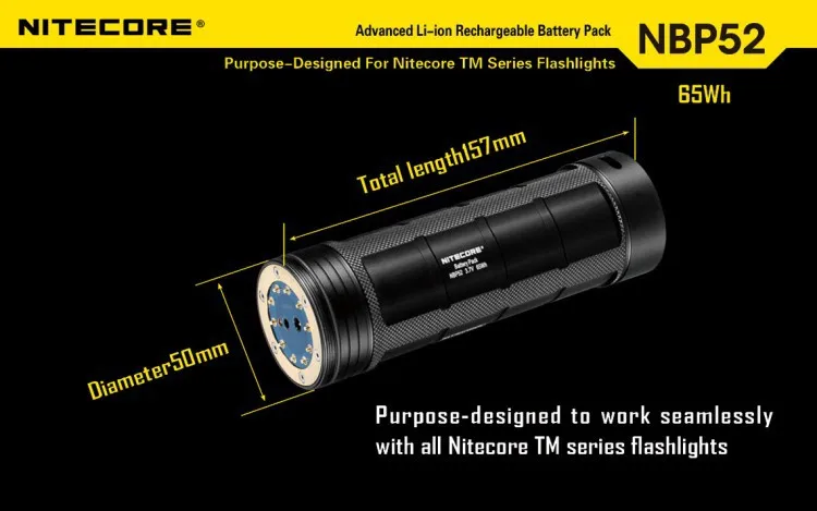 Nitecore NBP52 высокопроизводительный литий-ионный аккумулятор 3,7 V для фонарей Nitecore серии TM