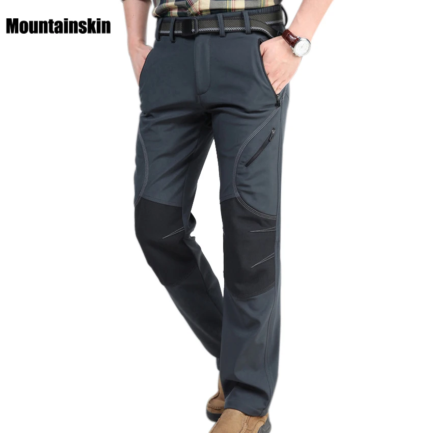 Calças de lã Inverno dos Homens Esportes ao ar Livre à Prova Mountainskin Softshell Dthick Água Grossa Caminhadas Esqui Masculino Va140 2020