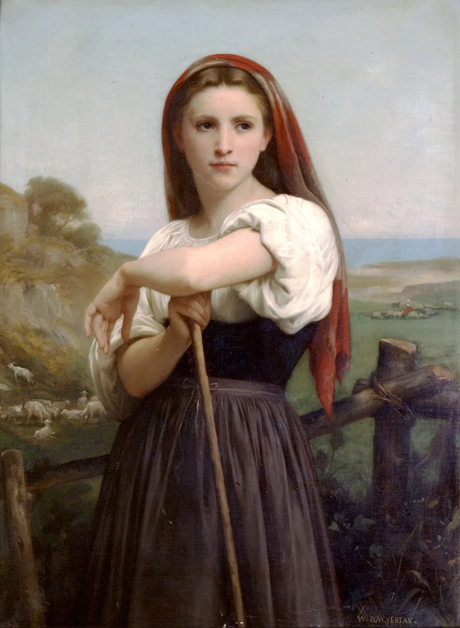 

Handmade Oil painting reproduction Young Shepherdess by William Bouguereau
