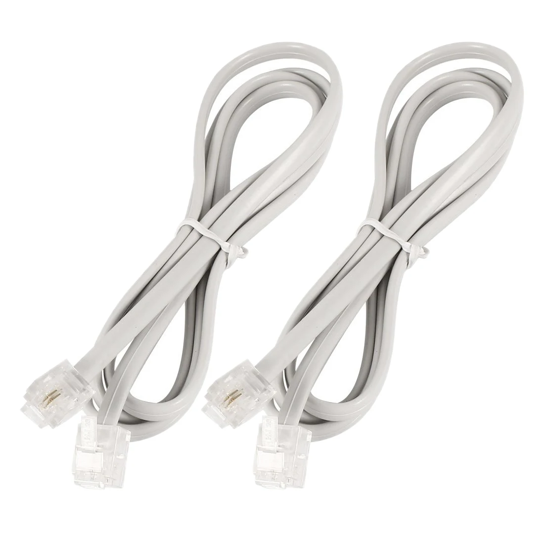 

2 Pcs White 6P2C RJ11 Male to Male 5mm Width Telephone Cable 1M 3.3Ft