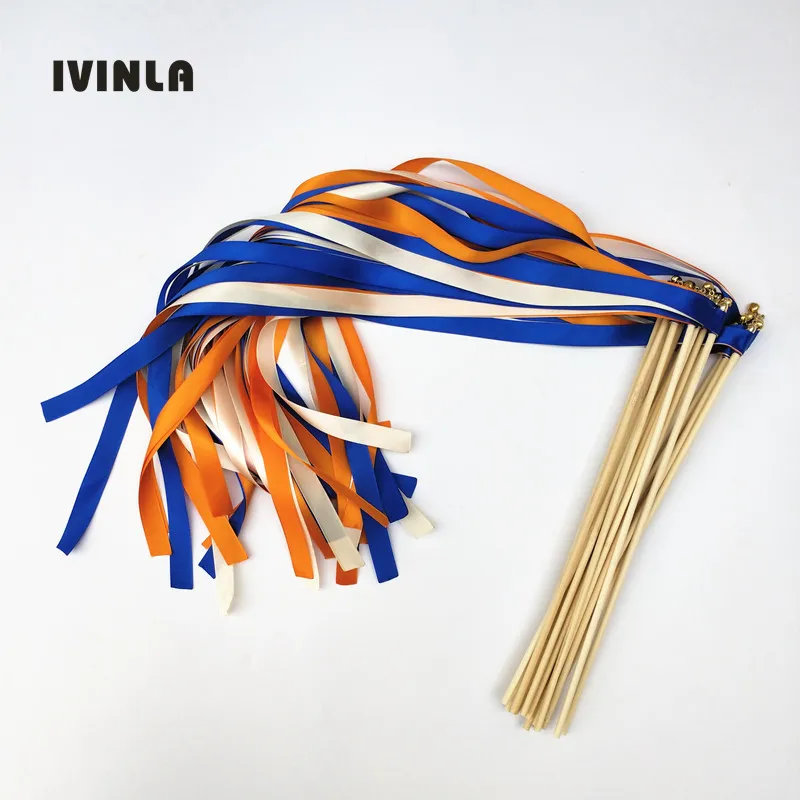 

50 шт./лот королевская оранжевая Свадебная лента, палочки, растяжки, Свадебная лента, палочка для свадебного украшения