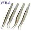 4PCS VETUS Original MCS Bright Blue Premium Beauty Makeup Tweezers for Eyelashes Extension Super Fine Tip High Precision Clip 2