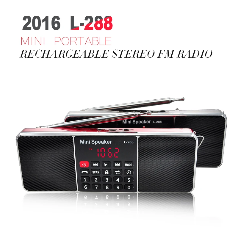 Портативный мини стерео fm радио динамик ЖК экран Поддержка перезаряжаемая TF