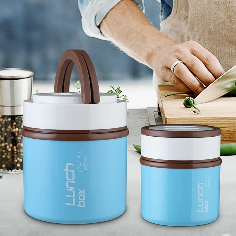 Round Bento Box Bowls Western style Thermal Insulation Stainless Steel Food Container Student