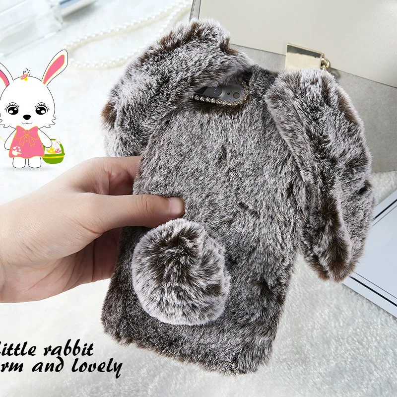 Rabbit Hair Case For Samsung A3 A5 A7 J3 J5 J7 2016 2017 Fluffy Fur Soft Galaxy S8 S9 Plus Note 9 8 |