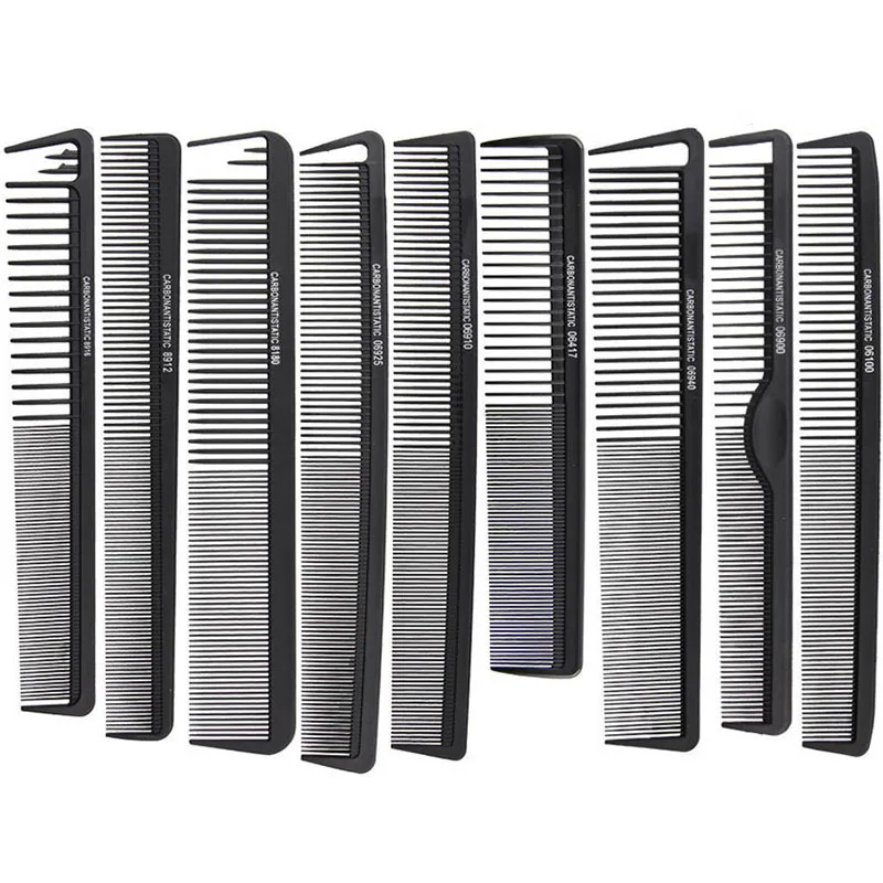 

1pc Professional Carbon Fiber Combs Anti Static Barber Tool Black Antistatic Cutting Comb Full Style Choose