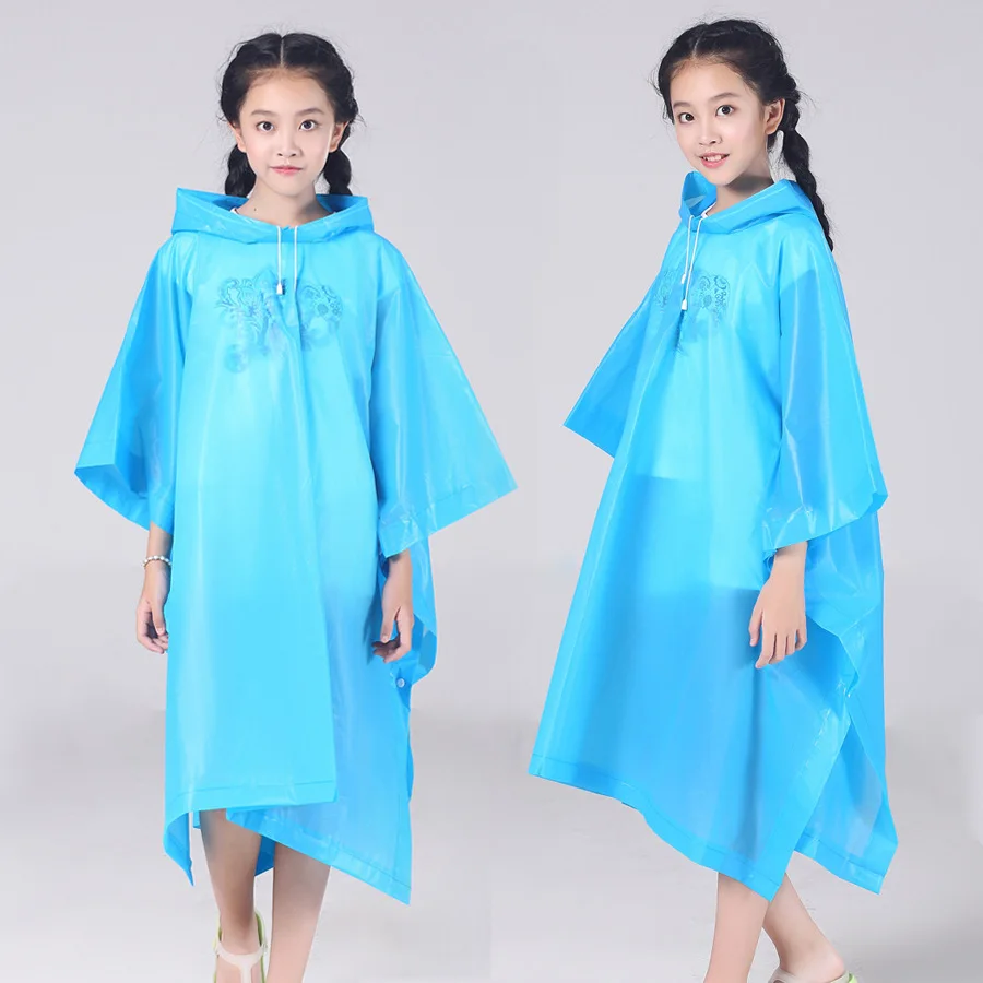 

1 PC Rain Poncho Non-Disposable Travel Rain Gear Coat Outdoor Hiking Accessories Child Raincoat EVA Kids Rainwear Waterproof