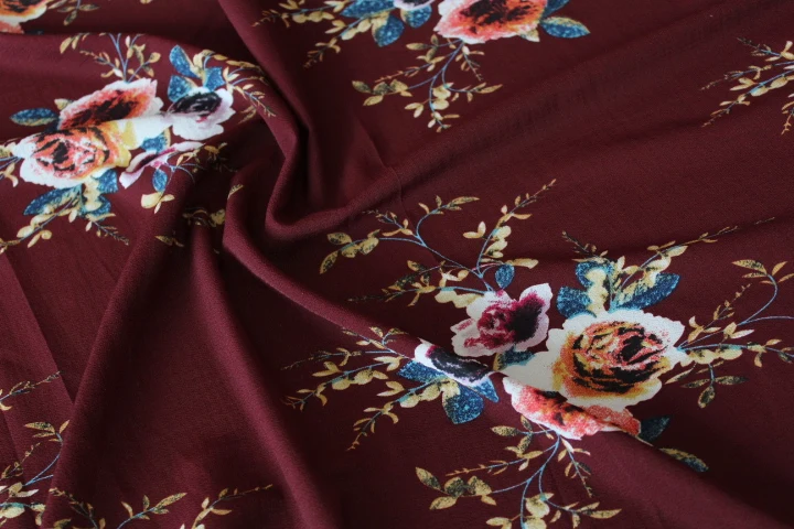 145 см ширина перламутровая ткань с большим цветком темно-красный фон не может увидеть через юбку костюм-платье повязка на голову CH-7646