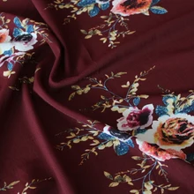 145 см ширина перламутровая ткань с большим цветком темно-красный фон не может увидеть через юбку костюм-платье повязка на голову CH-7646