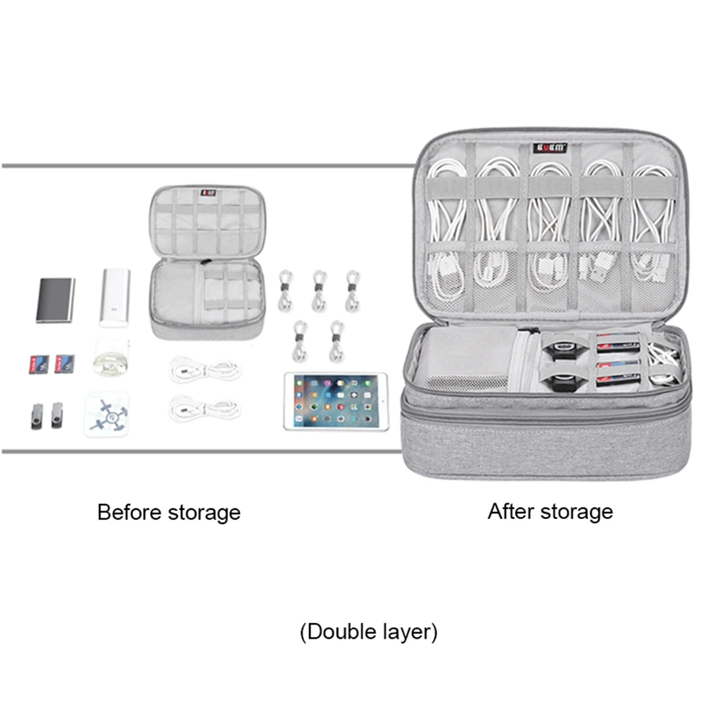 المحمولة الإلكترونية اكسسوارات السفر حالة منظم الكابلات أداة حقيبة التخزين ل USB ، الهاتف ، شاحن و كابل ، صالح ل ipad