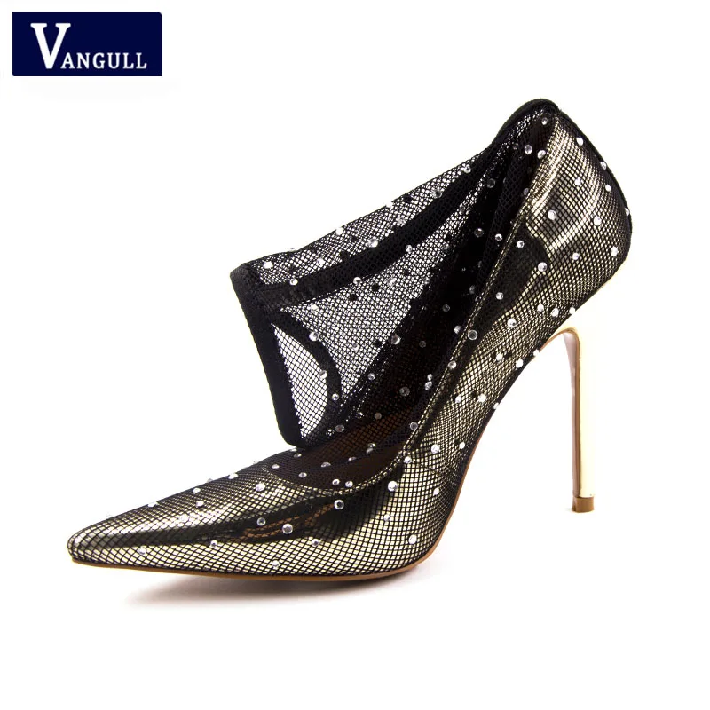 

2019 Spring beaded flowers sexy high heels shallow Pointed Toe lace ladies sandals net cloth elegant women's pumps wedding shoes