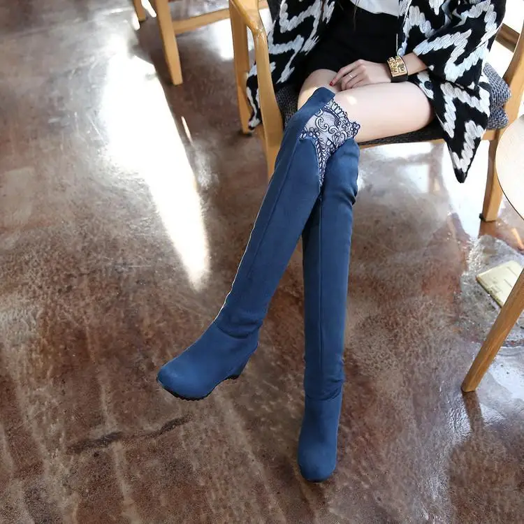 

booties womans knee boots winter shoes Woman high boot Bota Feminina Lace Boots autumn Women Over The Knee Thigh Denim Boots