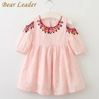 Bear leader/платье для девочек; коллекция года; осеннее стильное платье принцессы; одежда для детей с длинными рукавами и бантом в полоску; Дизайнерская одежда для девочек