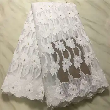 

Latest Nigerian Tulle Lace Milk silk French Net Beaded Lace Fabric For Nigerian Wedding Embroidery African Lace Fabric white