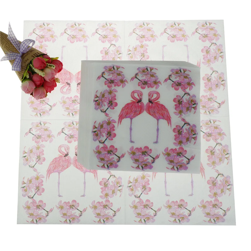 

33*33cm Pink Flamingo Bird Theme Paper Napkin Festive & Party Tissue Napkin