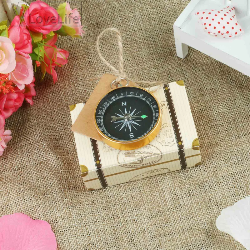 

10Pcs/lot Wedding Compass Candy Gift Box Bag Bag Blank Tags Kraft Paper Gifts With Traveling Guests Compass Key Party Favors