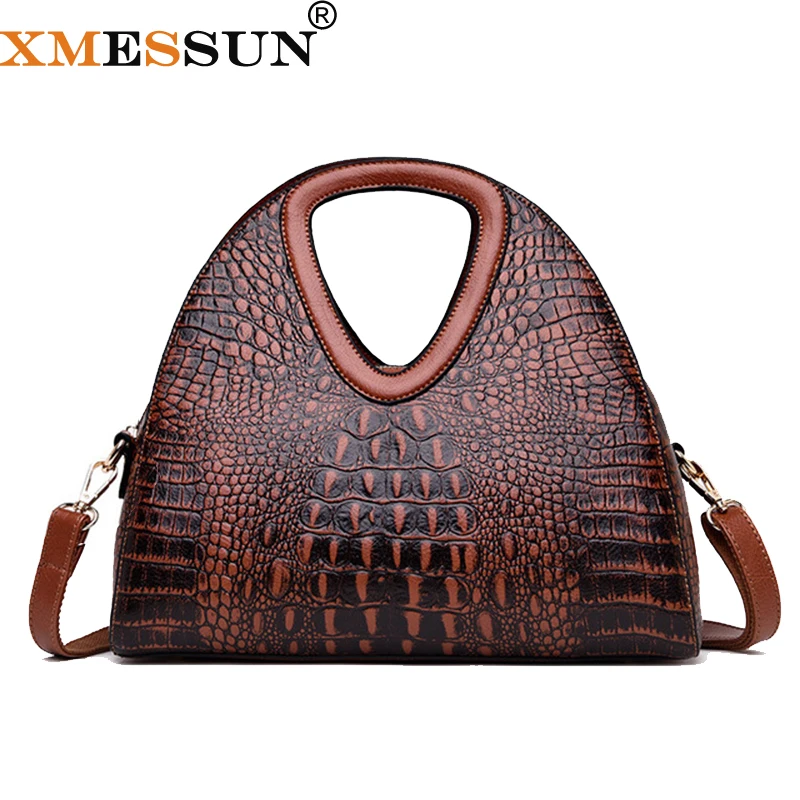 

XMESSUN 2019 New Women Crocodile Pattern Handbags Designer High Quality Shoulder Messenger Bag Travel Tote Bag Shopping INS H273