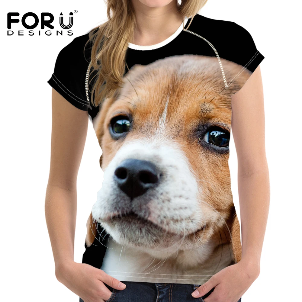 

FORUDESIGNS Beagle Printed T Shirt Women Harajuku Tee Shirt Femme for Females Fitness Clothing Kawaii Dog Summer Tops Couple Tee