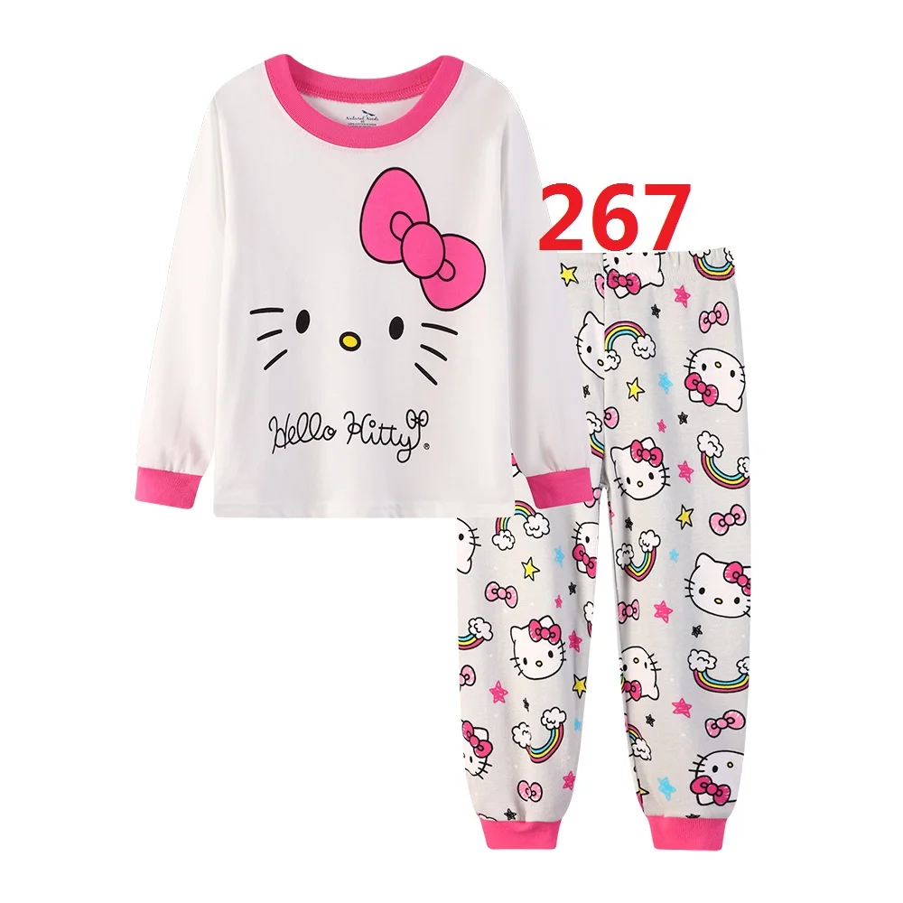 Дети девочки Повседневное хлопок домашний пижамный комплект для детей с героями мультфильмов, Длинные рукава Пижама, комплект одежды для девочек, высокое качество пижамный комплект - Color: Model 13