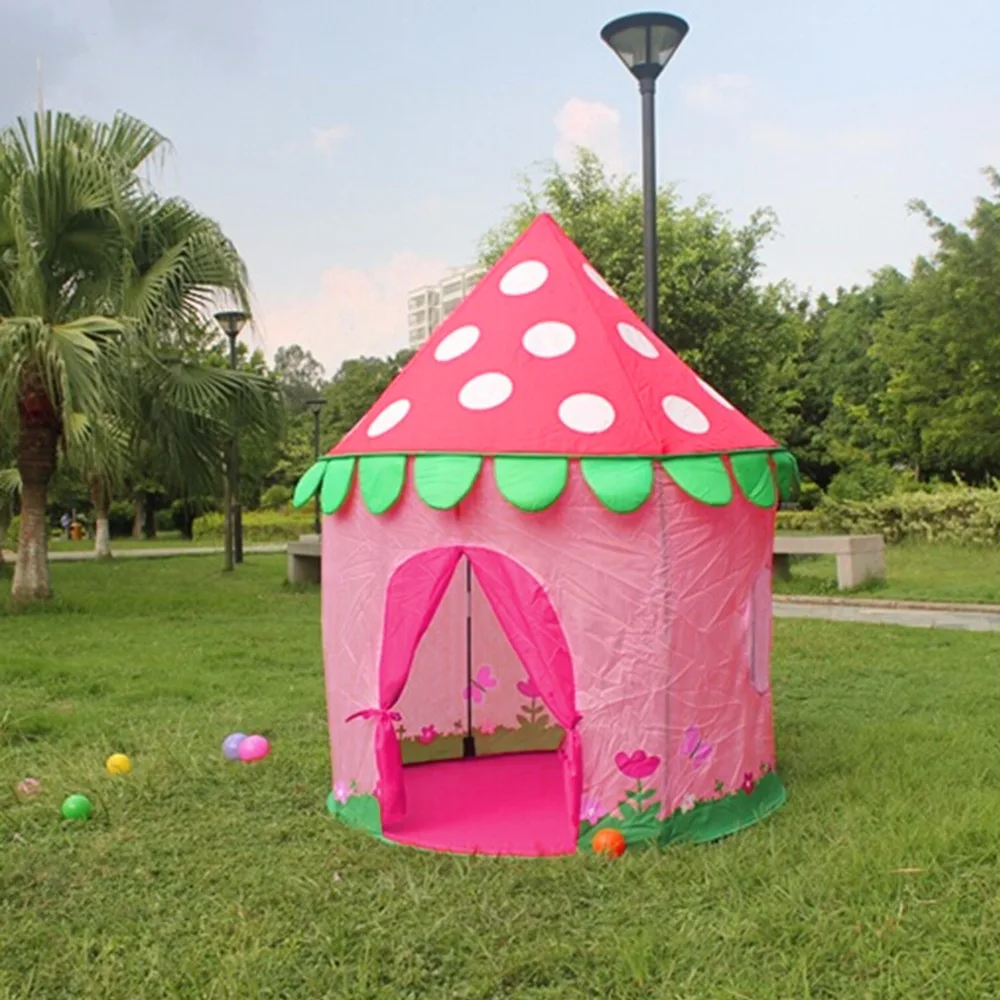 Portable Pink Children Kids Play Tents Outdoor Garden Folding Toy Tent