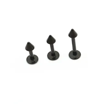 

HENGKE Jewelry Black Labret Ring Lip Stud Bar Spike Surgical Steel 16 Gauge Body Piercing Jewelry Cartiliage Tragus Monroe