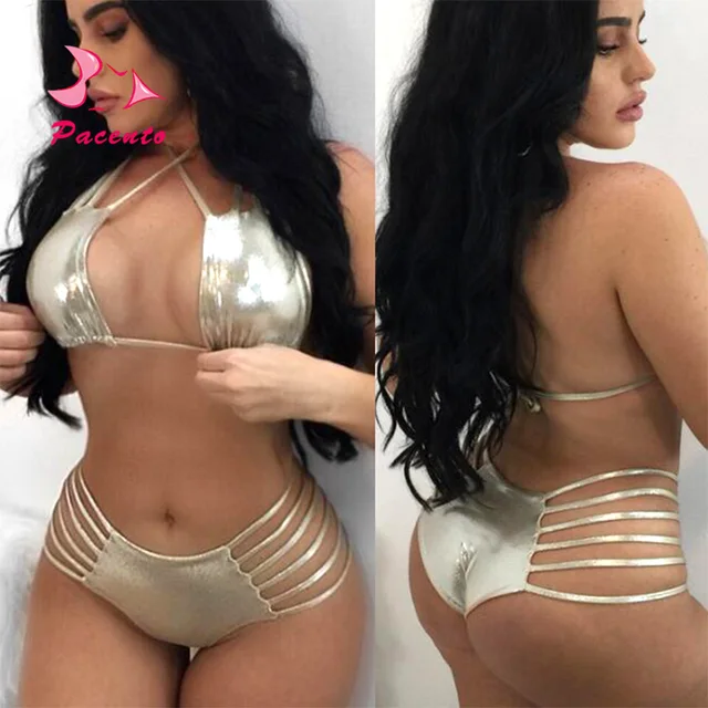 Silver metalic bikini Mega black tits